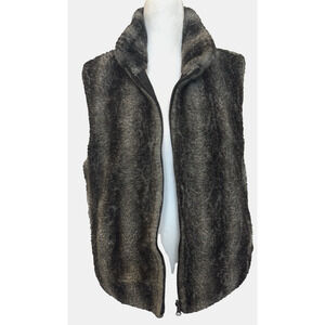 Vintage Blassport Womens Reversible Sherpa Faux Fur Vest Size XL Mob Wife Boho